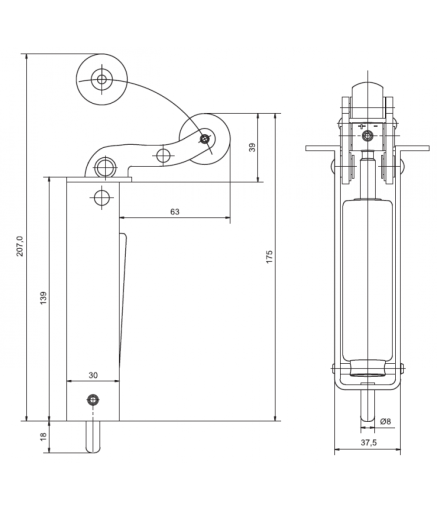 Доводчик дверей лифта Aditech Standard G lF 40N Zn