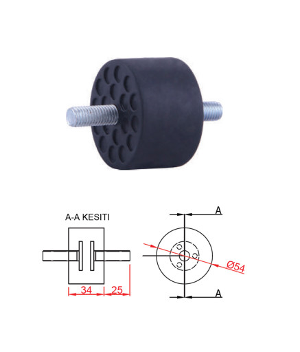 Круглый фиксатор кабины лифта с болтом Metroplast M10 901