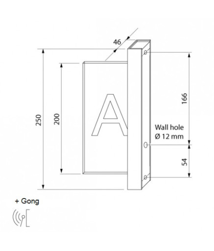 Индикатор лифта SCHAEFER GlassLine GL120v-L-90 "C" - синий/белый - черное стекло