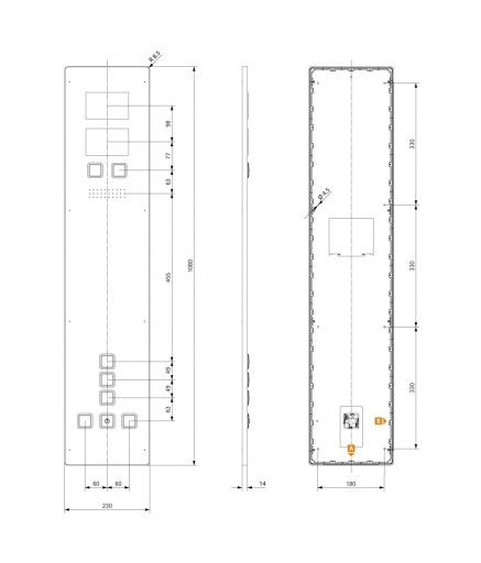 Пост вызова лифта SCHAEFER Aurora BASIC COP 230 3E-Q, IF oLM