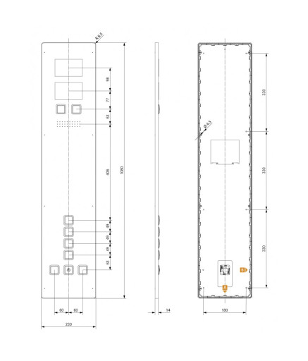 Пост вызова лифта SCHAEFER Aurora BASIC COP 230 4E-Q, IF oLM