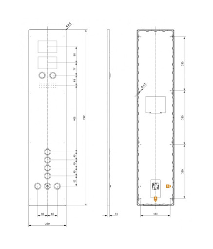 Пост виклику ліфта SCHAEFER Aurora BASIC COP 230 4E-R, IF oLM