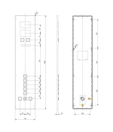 Пост вызова лифта SCHAEFER Aurora BASIC COP 230 5E-Q, IF oLM