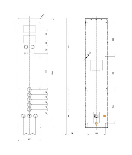 Пост виклику ліфта SCHAEFER Aurora BASIC COP 230 5E-R, IF oLM