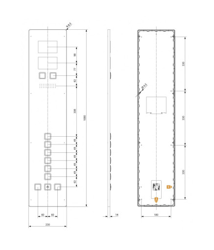 Пост вызова лифта SCHAEFER Aurora BASIC COP 230 6E-Q, IF oLM