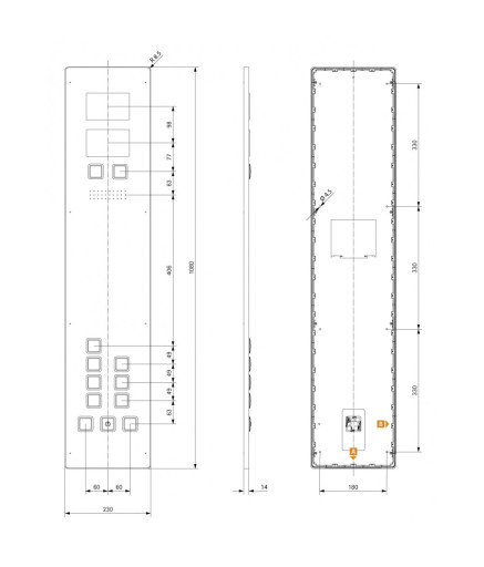 Пост вызова лифта SCHAEFER Aurora BASIC COP 230 7E-Q, IF oLM