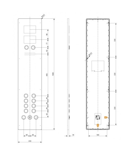 Пост вызова лифта SCHAEFER Aurora BASIC COP 230 8E-R, IF oLM