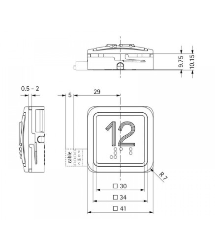 Кнопка SCHAEFER B 37 Q 15-09-00-20 12-30V 15 синє підсвічування 