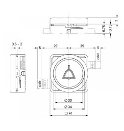 Кнопка SCHAEFER B 37 R 2M 31-09-00-10 12-30V 16 желтая рамка красная подсветка