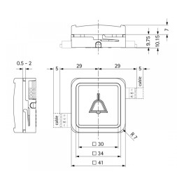 Кнопка SCHAEFER B 37 Q 2M 31-09-00-20 12-30V 16 желтая рамка синяя подсветка