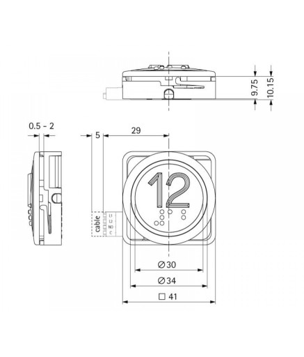 Кнопка SCHAEFER B 37 R 30-09-00-10-15 "exit" зеленая рамка красная подсветка